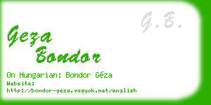 geza bondor business card